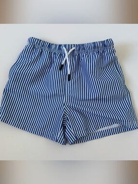 Kids Blue and White Striped Swim Trunks - Classic Beachwear